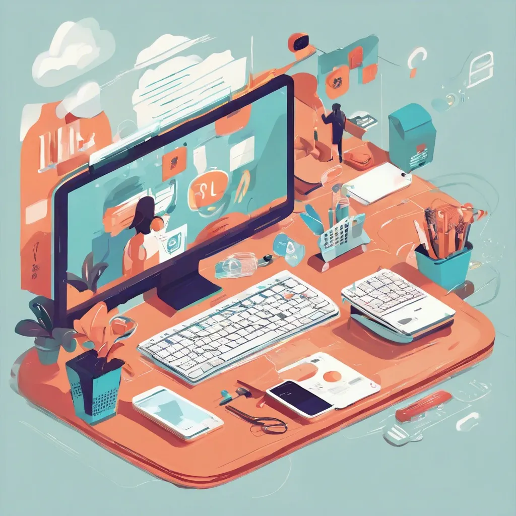 The desk of  a high school marketing intern 
