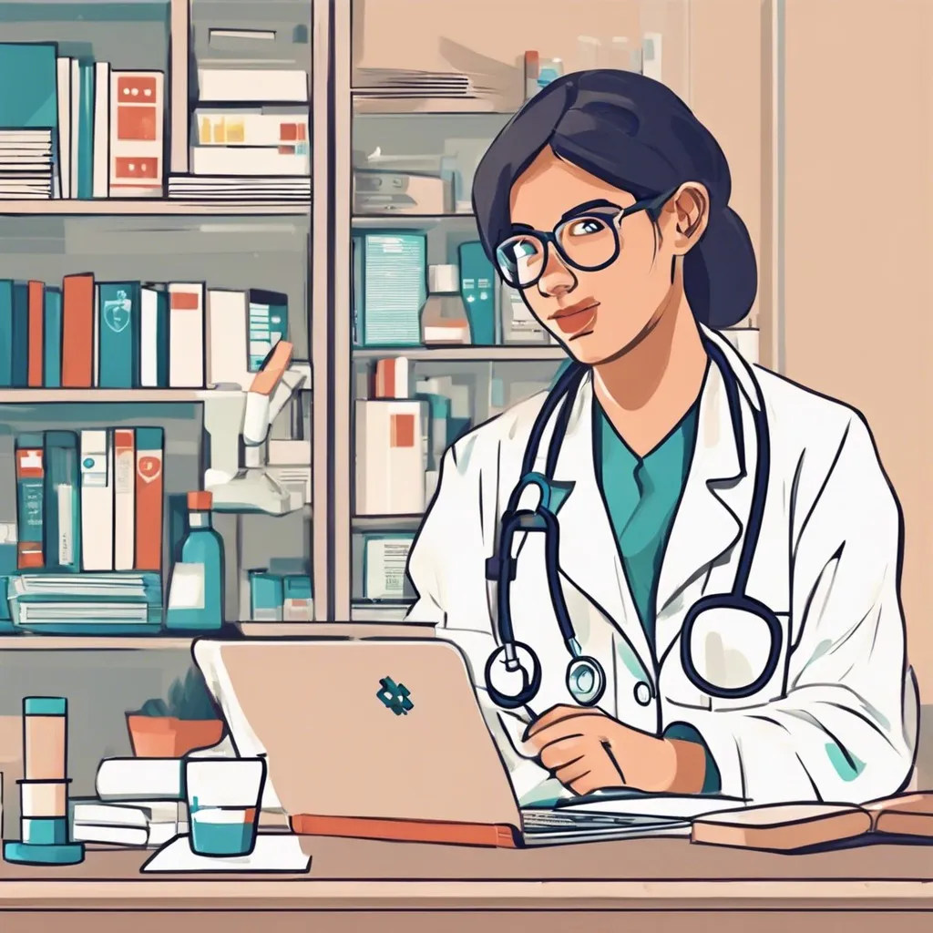 High school medical intern working in a lab.