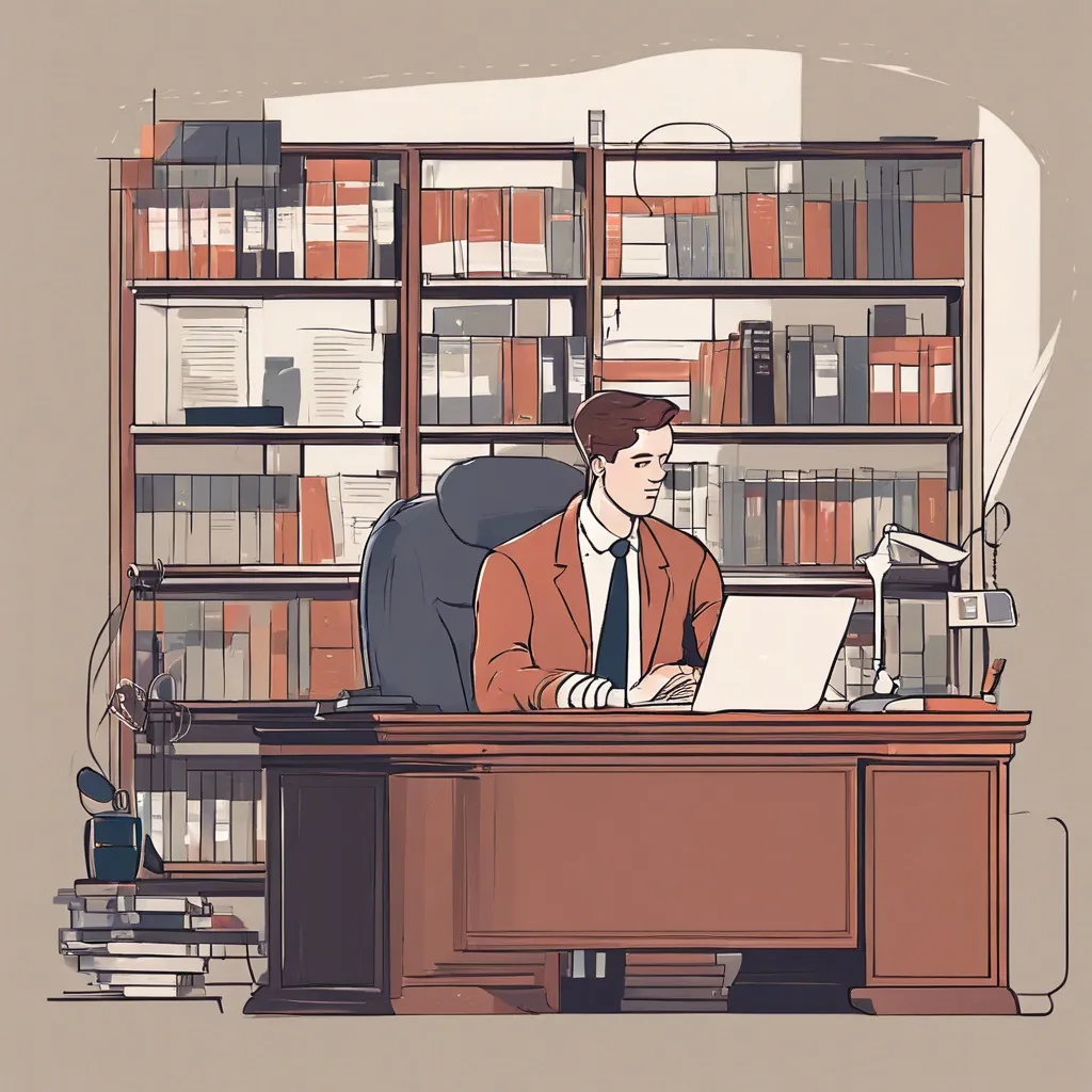 High school law intern working at their desk